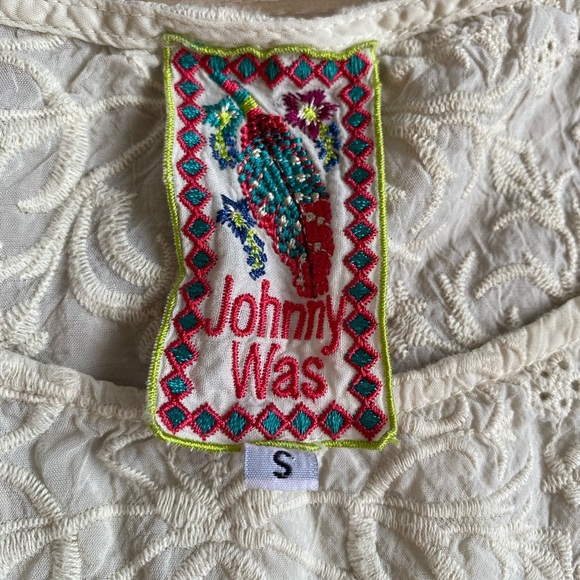 Johnny Was blouse shirt 100% Cupra Rayon eyelet lace embroidery detailing small - Picture 10 of 11